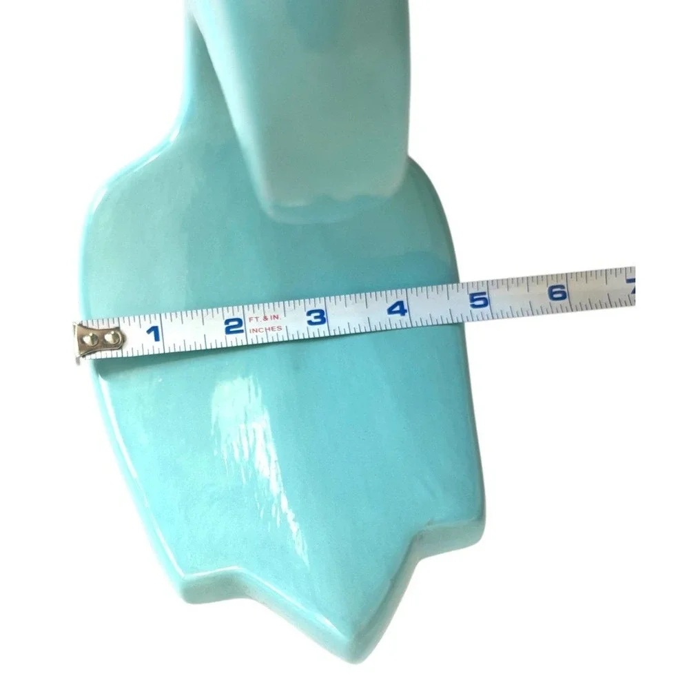 Vintage Ceramic Swan Towel Holder Blue Turquoise Glazed 1980s Retro Decor